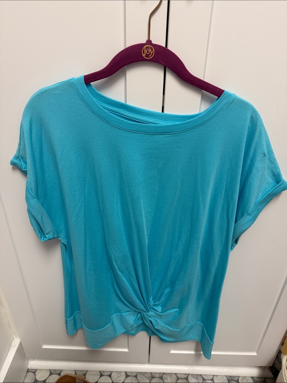 Talbots Turquoise Knot-Front Short Sleeve Top